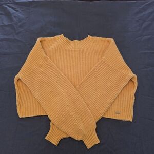 Hollister Mustard Rib-Knit Crewneck Sweater